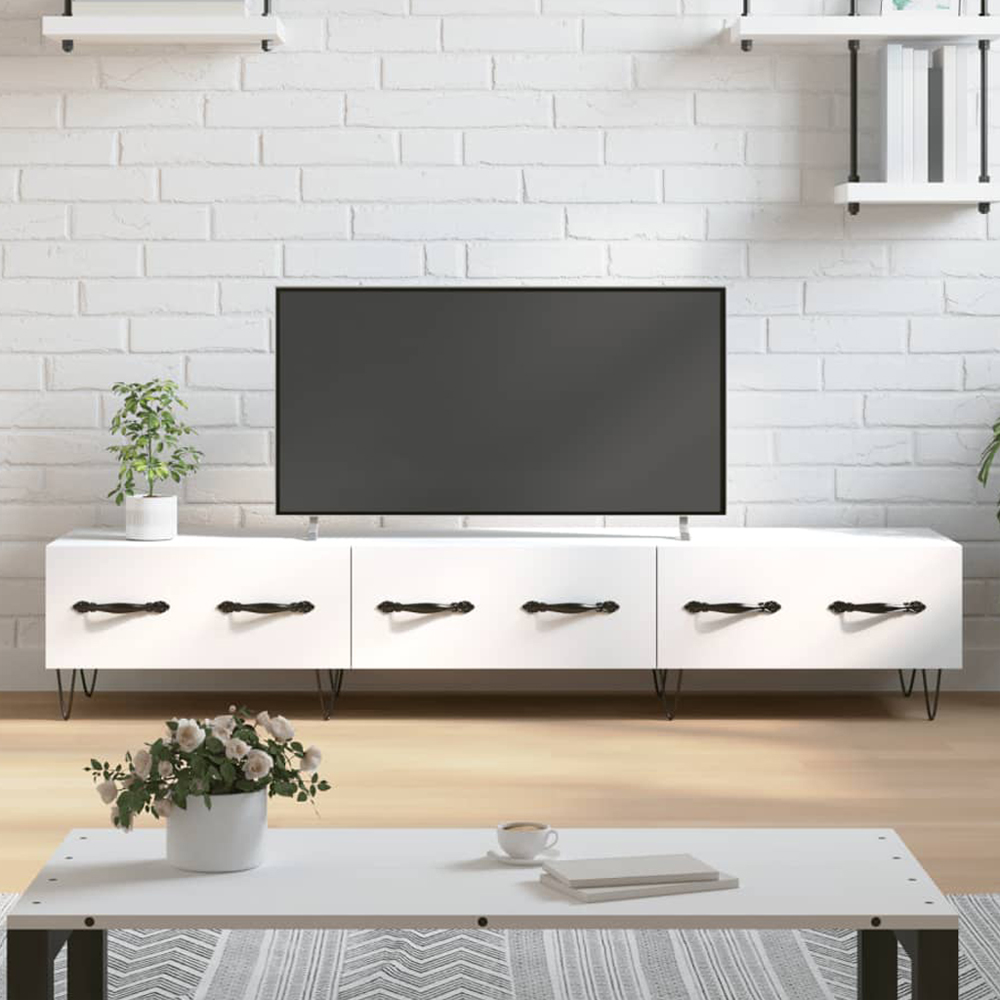 vidaXL 3 Drawer White TV Cabinet Image 1