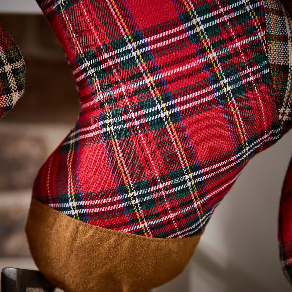 Dibor Tartan Red Patchwork Christmas Stocking Image 4