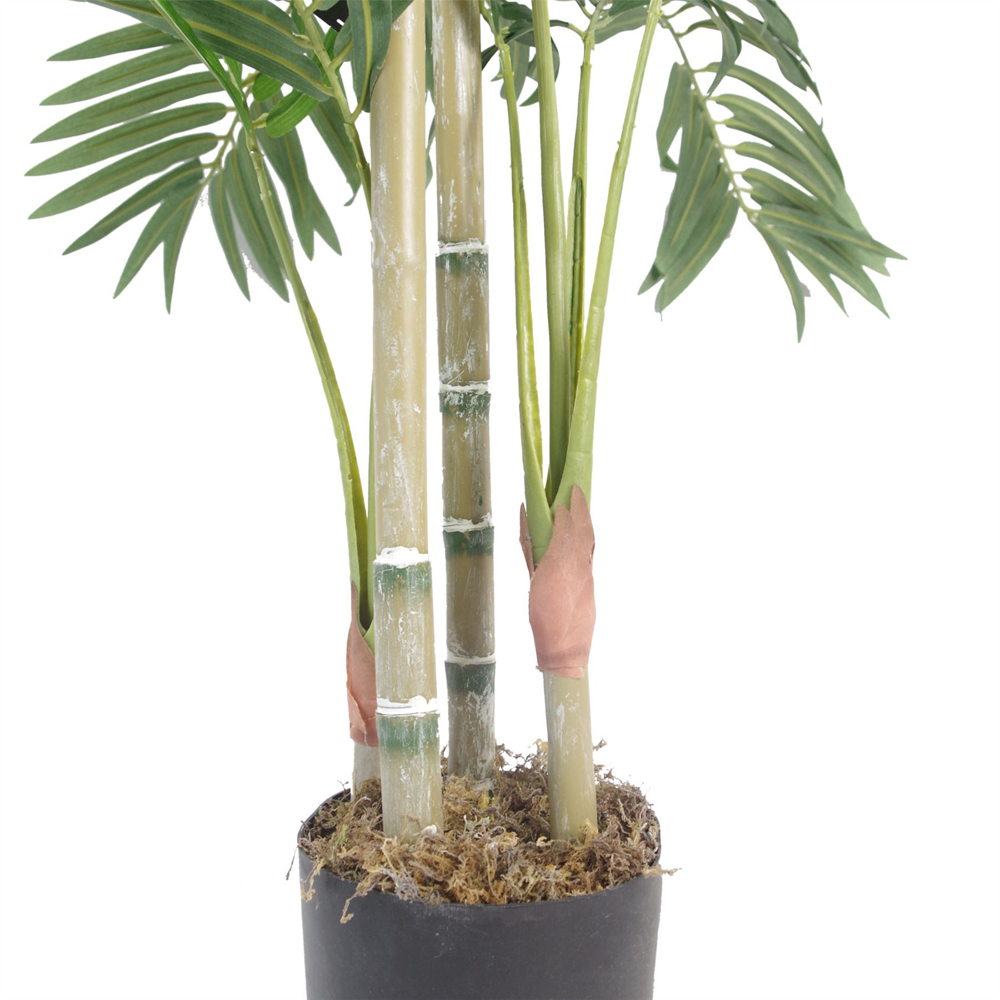 Leaf Artificial Areca Palm with Pot and Gold Metal Planter 4ft Image 4