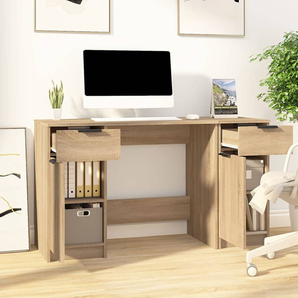 vidaXL 2 Door 2 Drawer Computer Desk Sonoma Oak Image 6