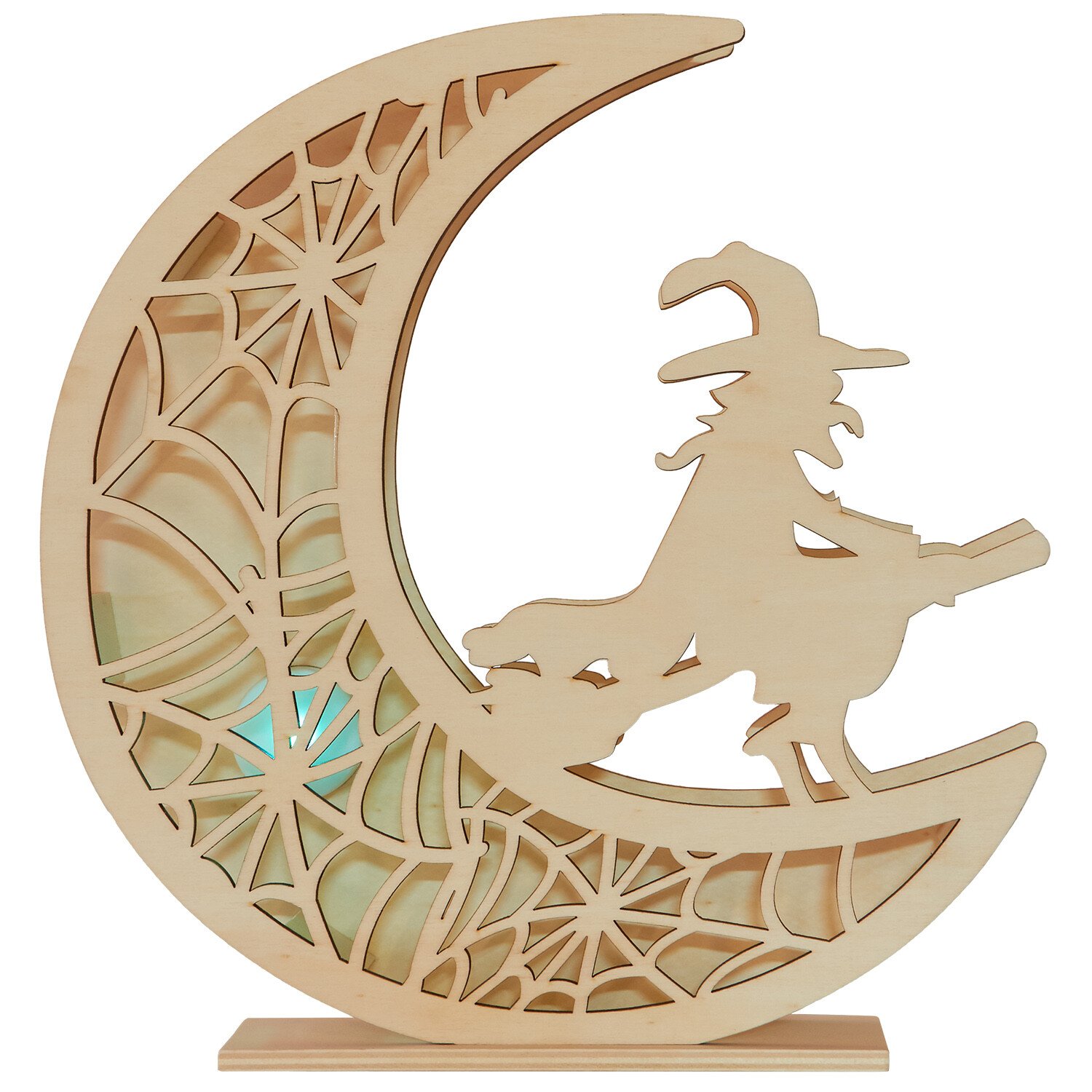 Paint Your Own LED Wooden Moon Witch Cream Image 1