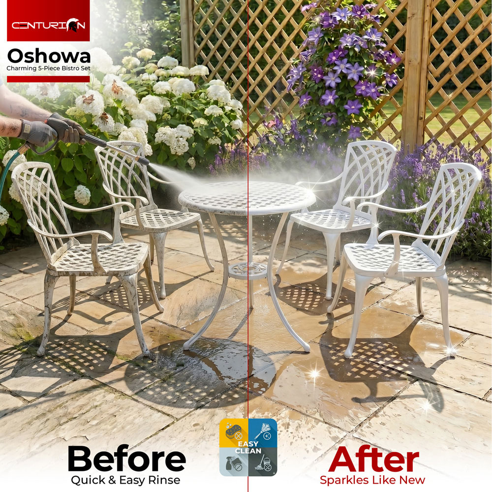 Centurion Oshowa 4 Seater White Cast Aluminium Garden Bistro Set Image 7