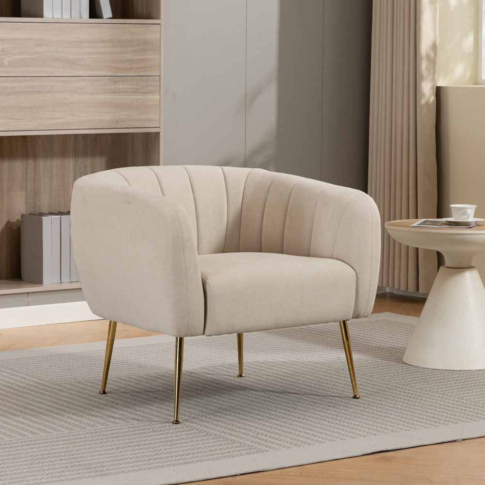 Artemis Home Stanton Beige Fabric Shell Accent Chair Image 4