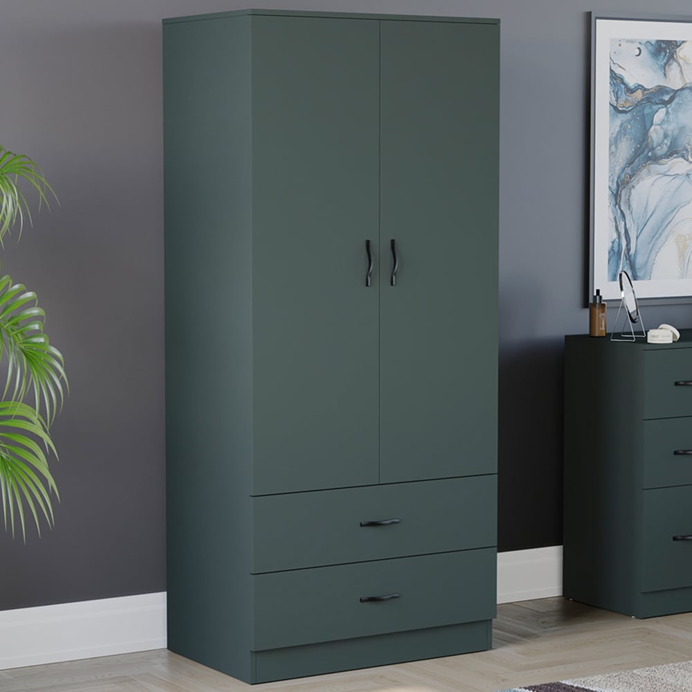 Vida Designs Riano 2 Door 2 Drawer Green Wardrobe Image 1