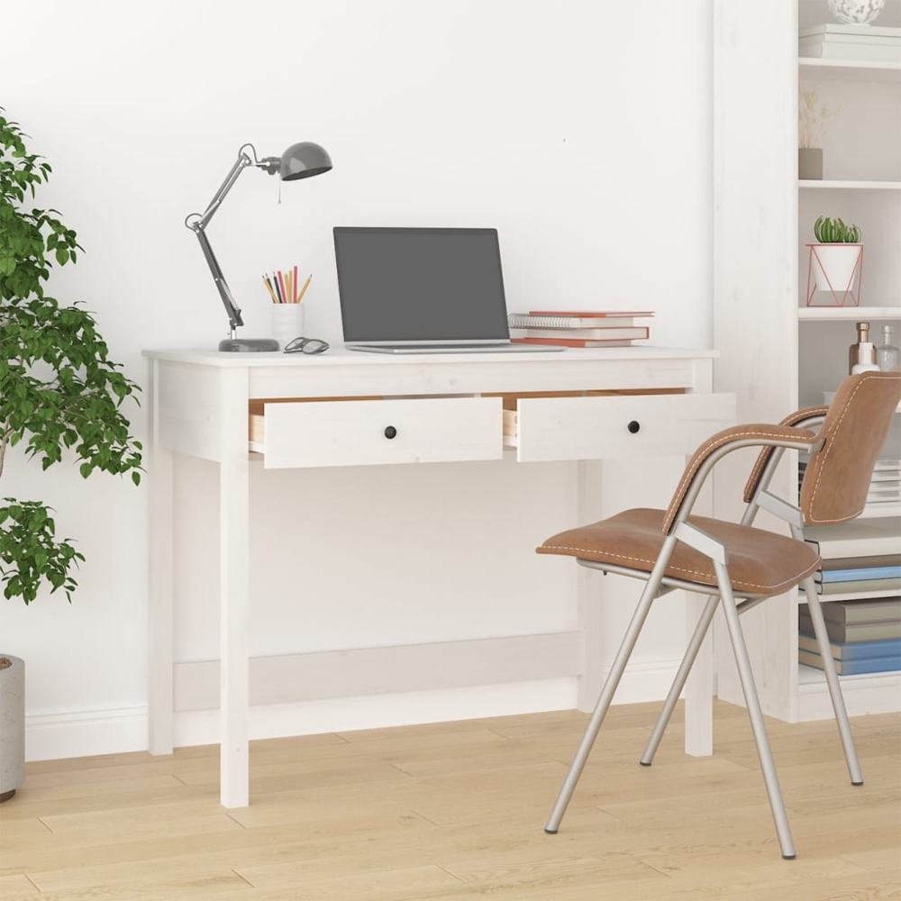 vidaXL 2 Drawer Computer Desk White Image 8