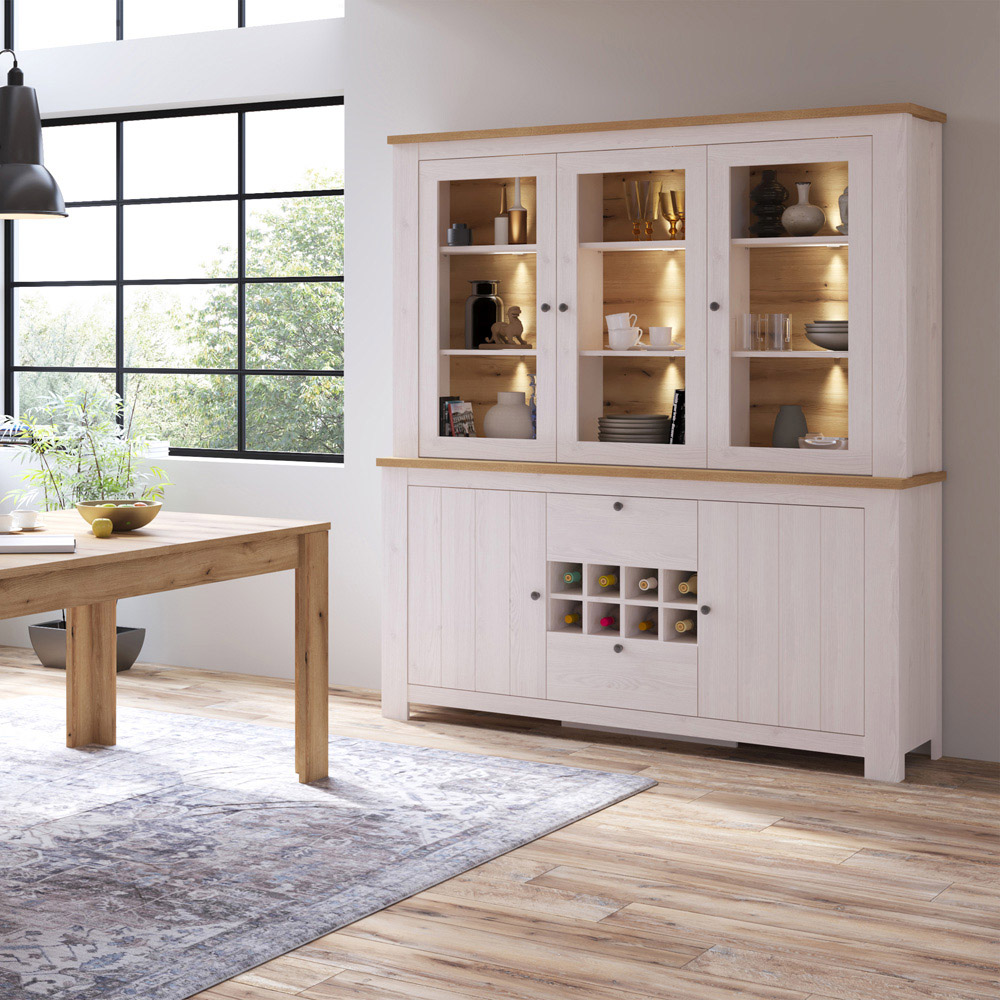 Florence Celesto 2 Door 2 Drawer White and Oak Sideboard with Display Unit Image 7