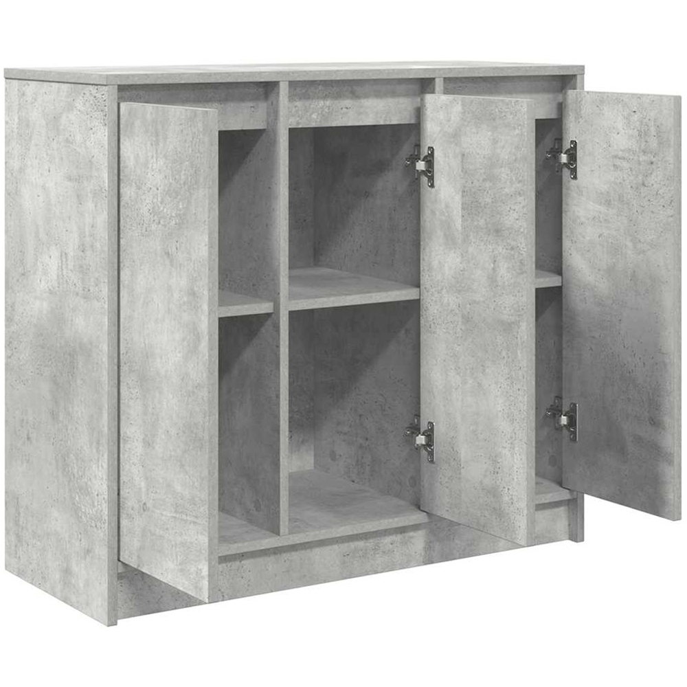 vidaXL 3 Door Concrete Grey Wooden Sideboard Image 4