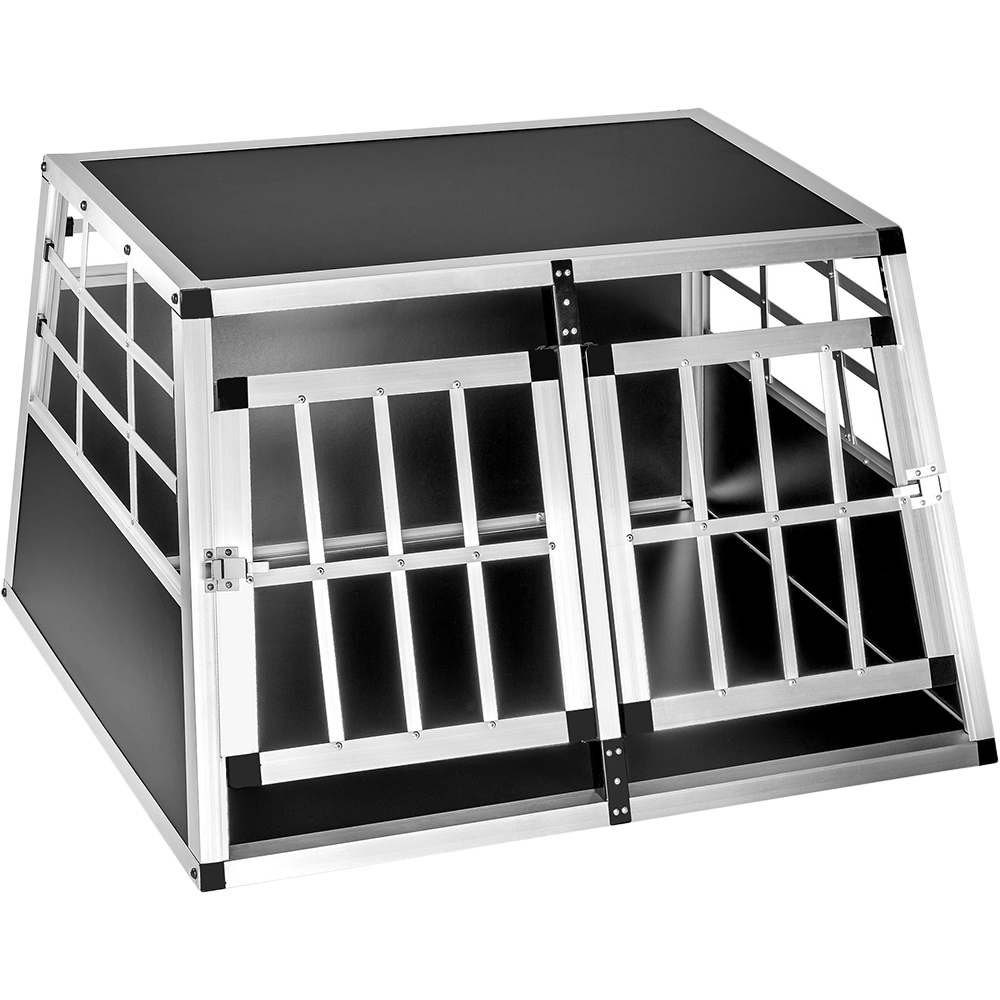 tectake Black Lockable Dog Crate Image 1