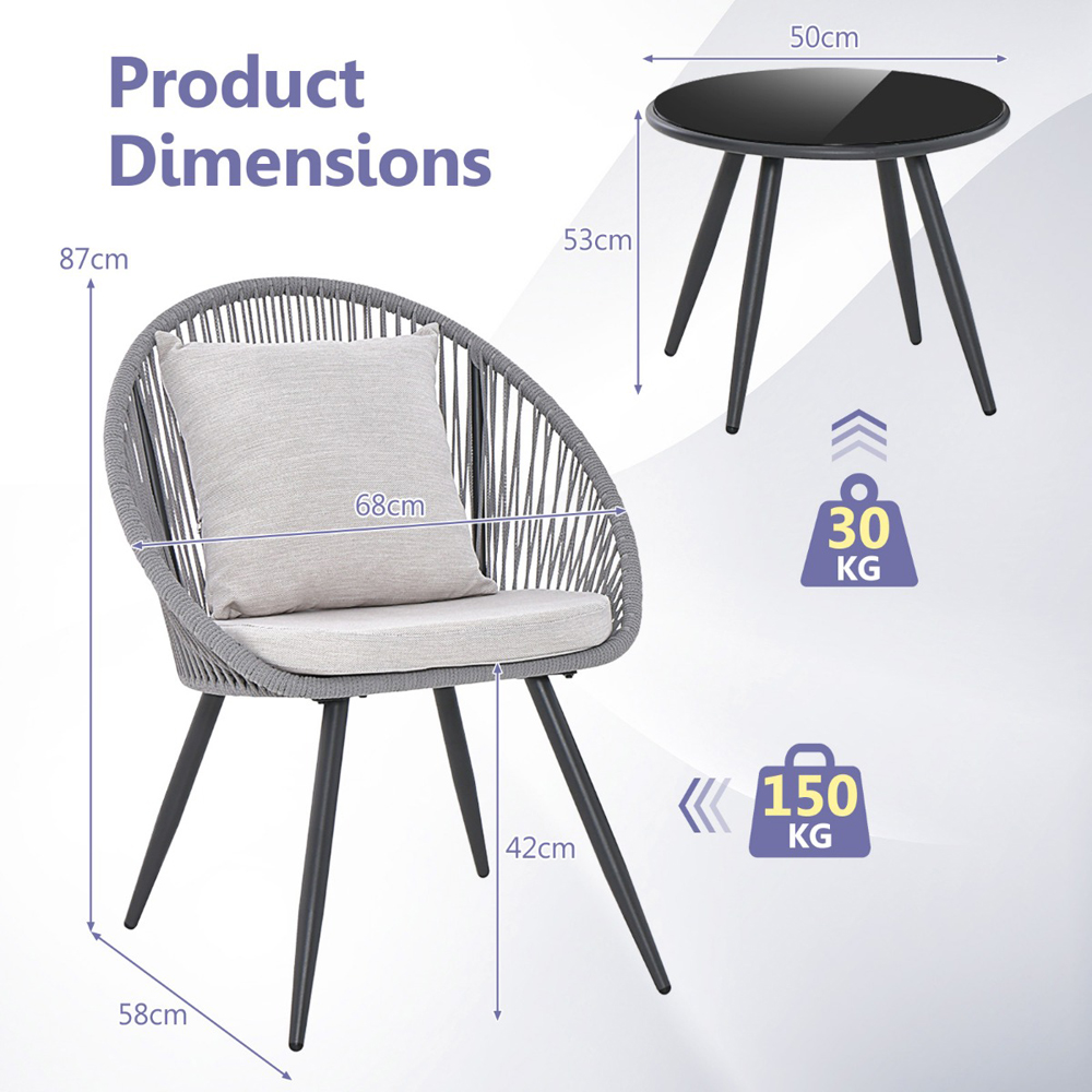 Costway 2 Seater Grey Patio Set Image 9