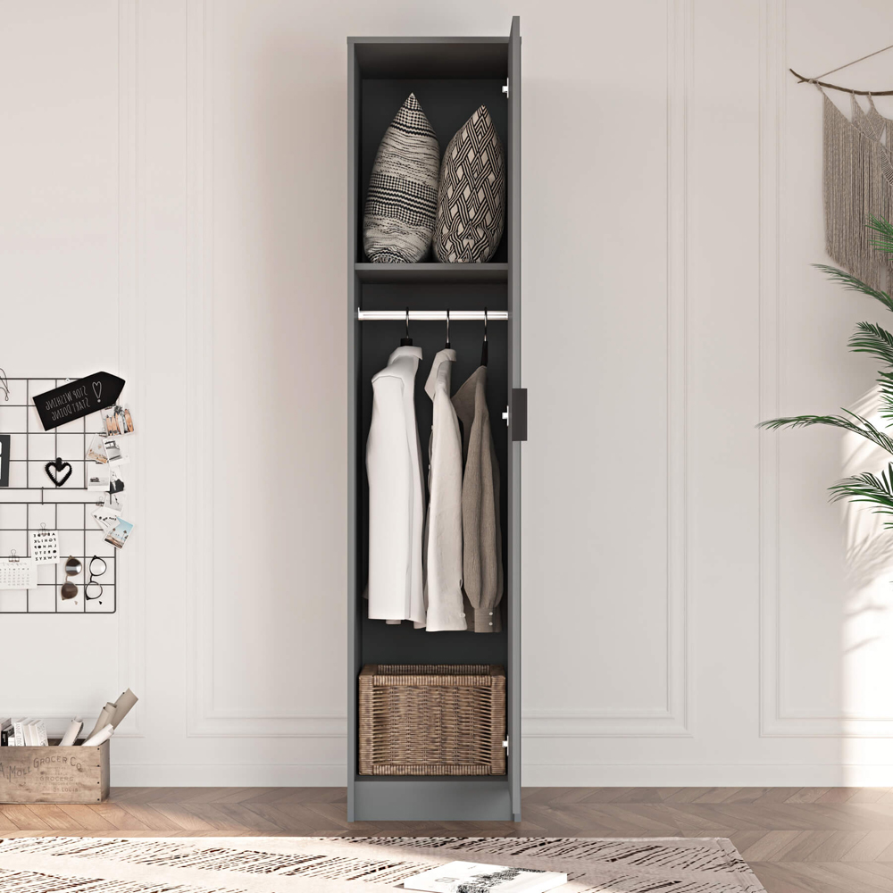 Home Source Phoenix Single Door Grey Wardrobe Image 6