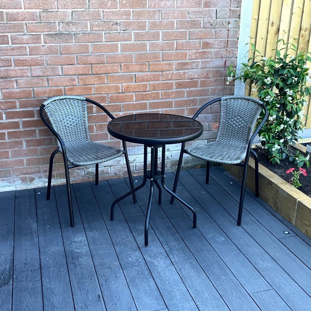 Outdoor Living The Bolero 2 Seater Modern Rattan Bistro Set Grey Image 8