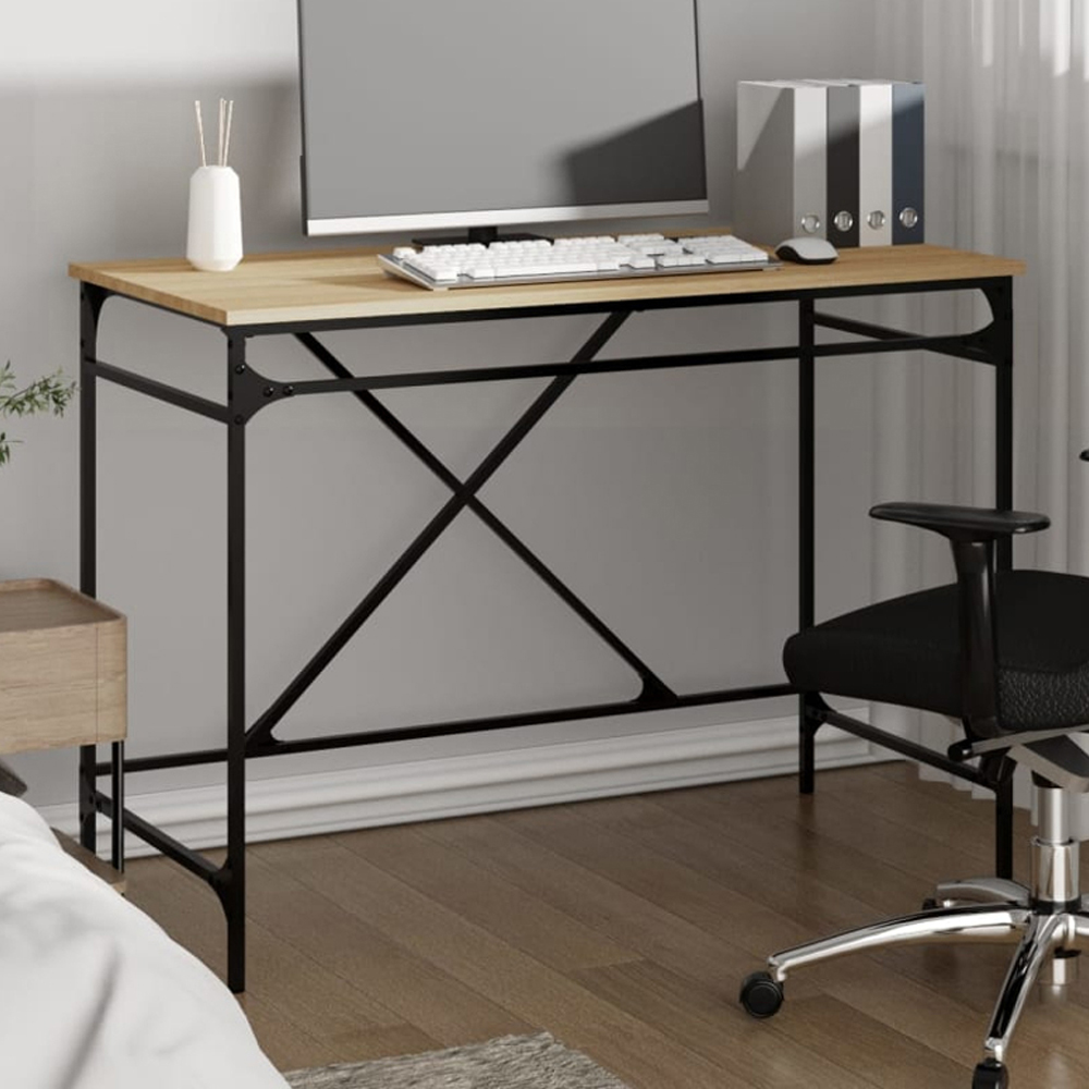 vidaXL Industrial Style Computer Desk Brown Image 1