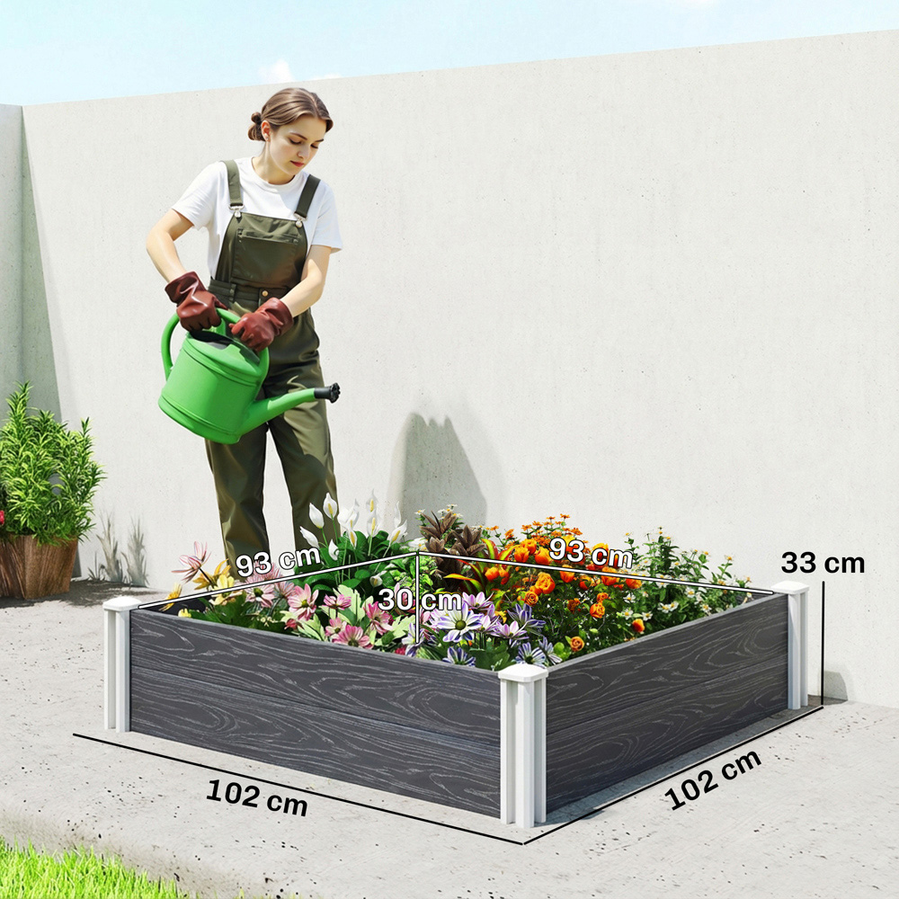 Outsunny Grey Vinyl Raised Garden Bed Kit 30 x 90 x 90cm Image 9