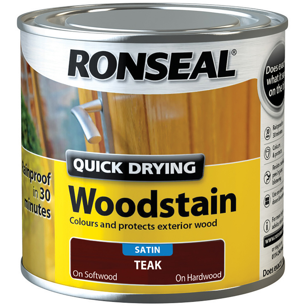 Ronseal Quick Drying Teak Satin Woodstain 250ml Image 2