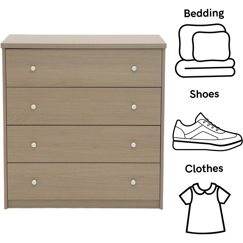Core Products Freya 4 Drawer Smoked Oak Foil Finish Chest of Drawers Image 7