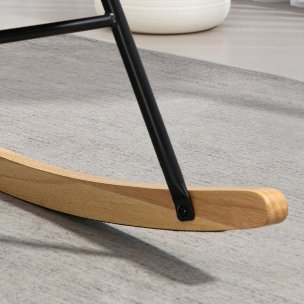 HOMCOM Pink Velvet Rocking Chair with Lumbar Pillow Image 3