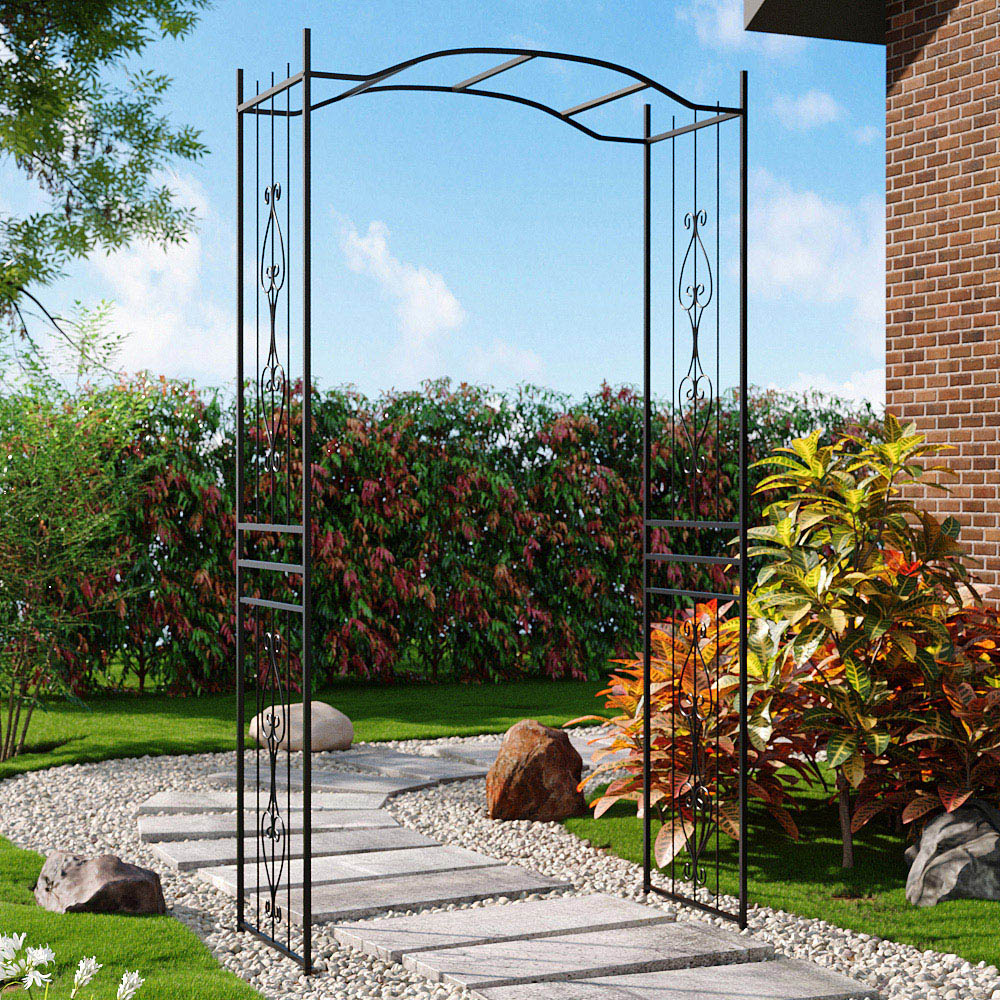 Living and Home Black Garden Metal Arch with Curved Top and Rhombus Sides Image 7