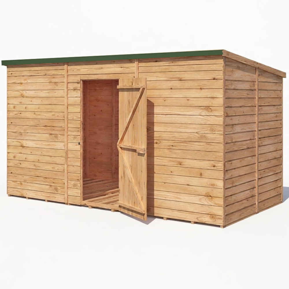 Shire 12 x 6ft Overlap Pent Garden Shed with Windows Image 2