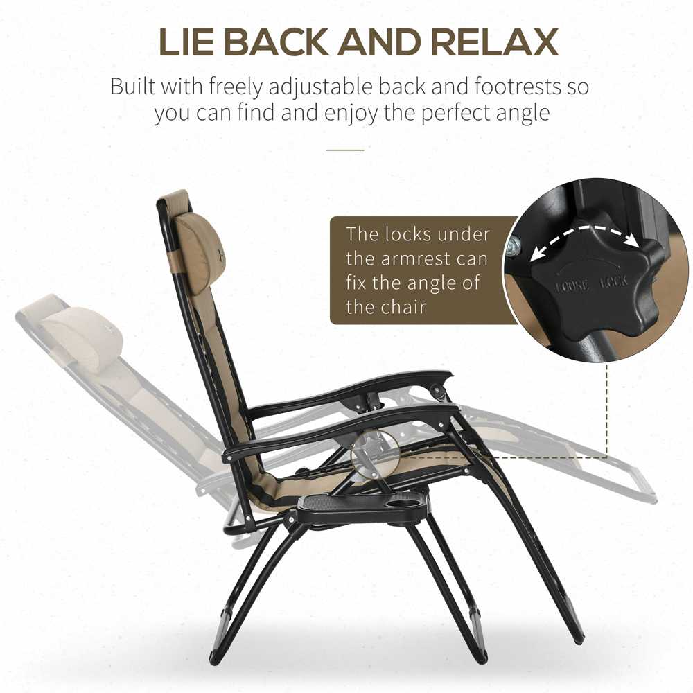 Outsunny Coffee and Black Zero Gravity Folding Recliner Chair Image 4