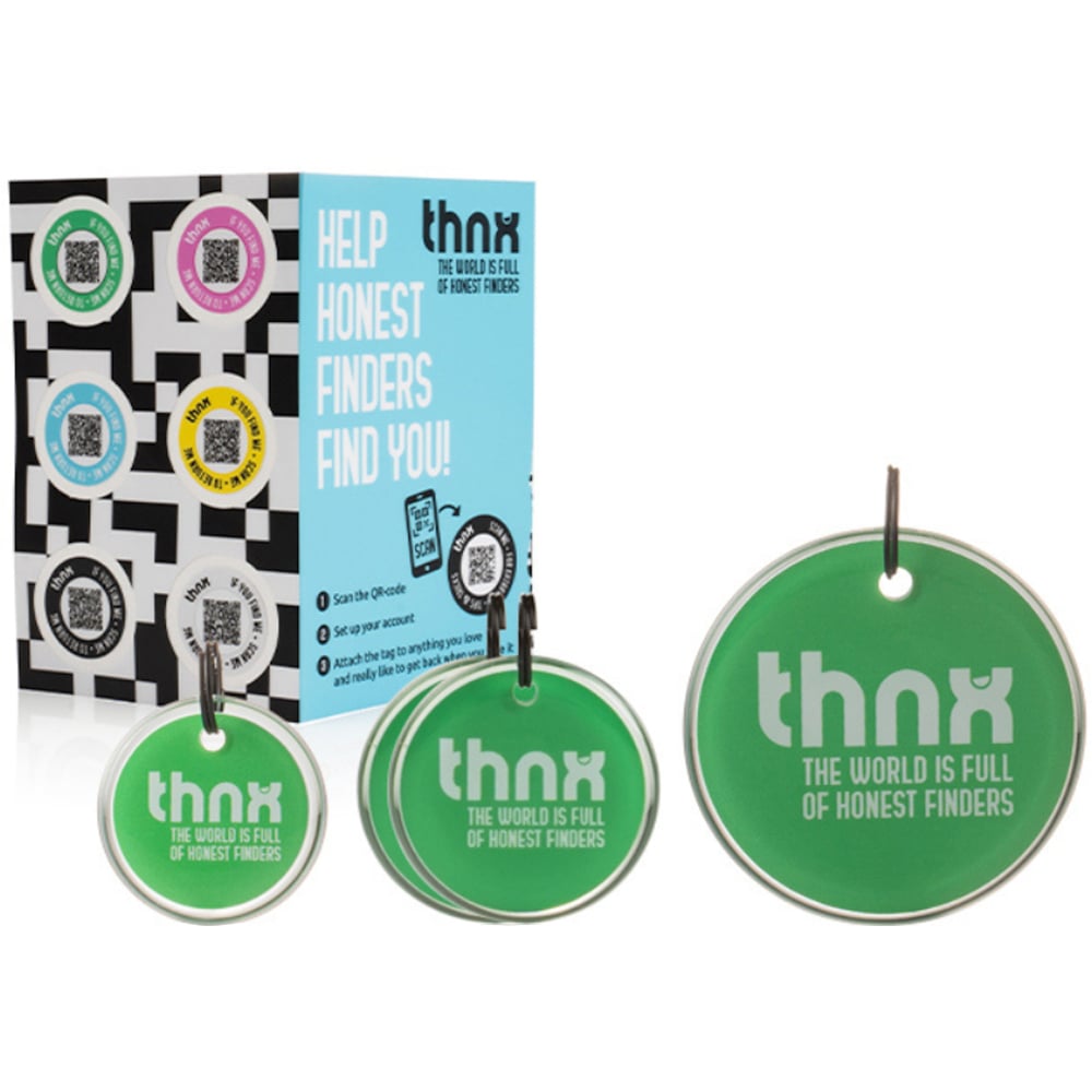 Thnx Green Airtag Keychain and Stickers with QR Code Smart Pack XXL Image 1
