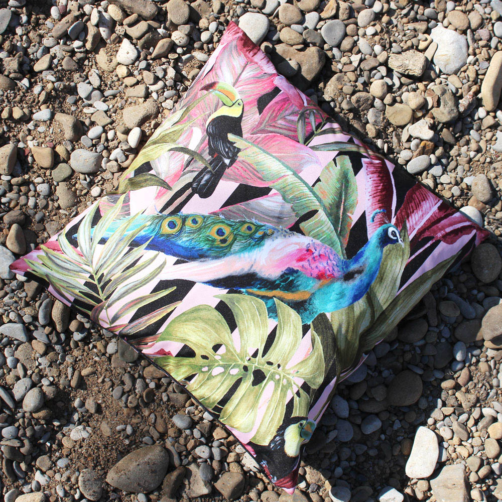 Evans Lichfield Multicolour Toucan and Peacock Outdoor Cushion Image 2