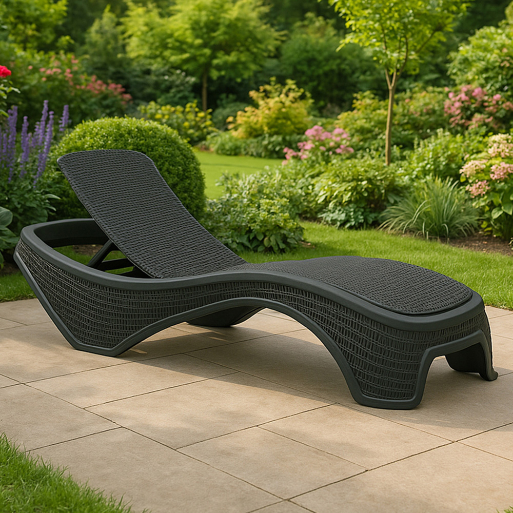 Centurion Supports Maldives Black Rattan Adjustable Sun Lounger Image 1