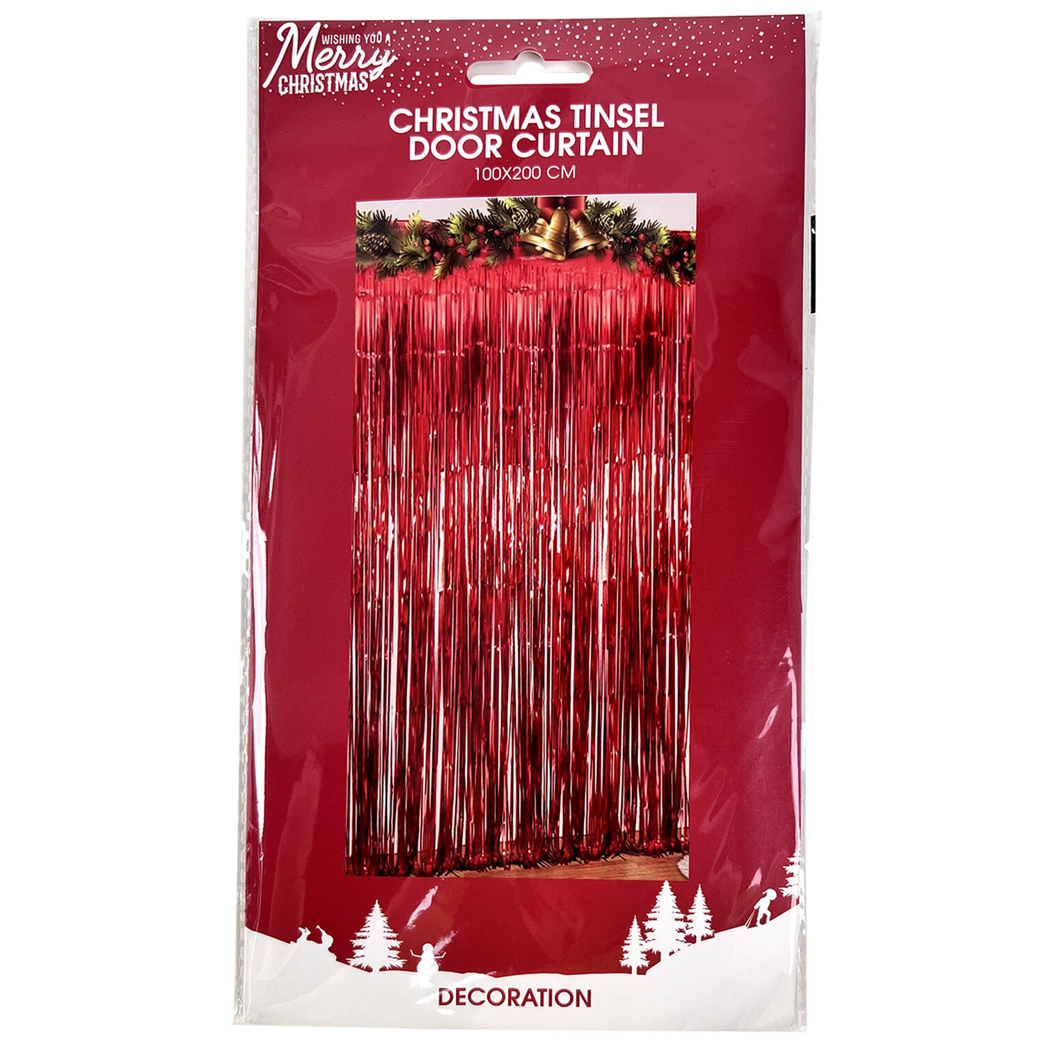 Christmas Tinsel Door Curtain - Red Image