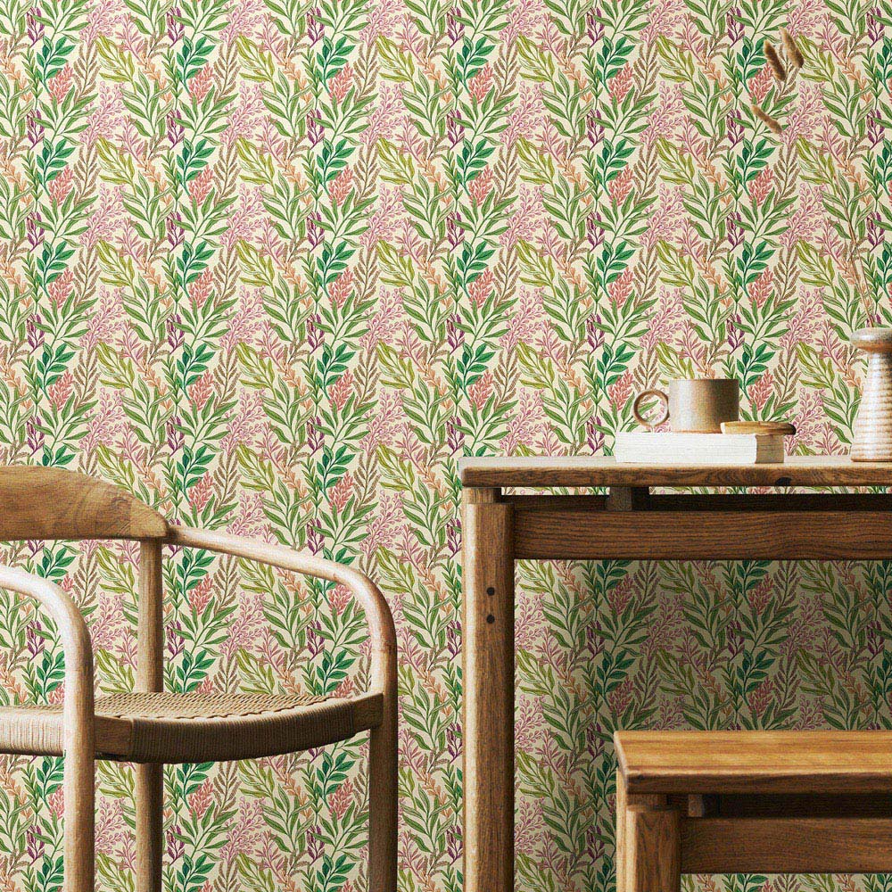 Hoopla Walls Oasis Verdant Leaves Ruby Green Wallpaper Image 2