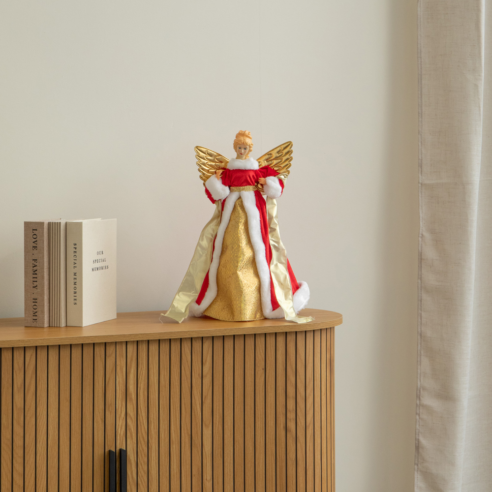 Samuel Alexander Traditional Gold and Red Angel Christmas Tree Topper 45cm Image 9
