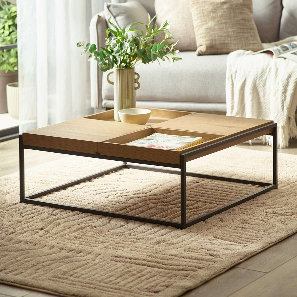 Julian Bowen Ezra Warm Light Oak Effect Square Tray Coffee Table Image 7