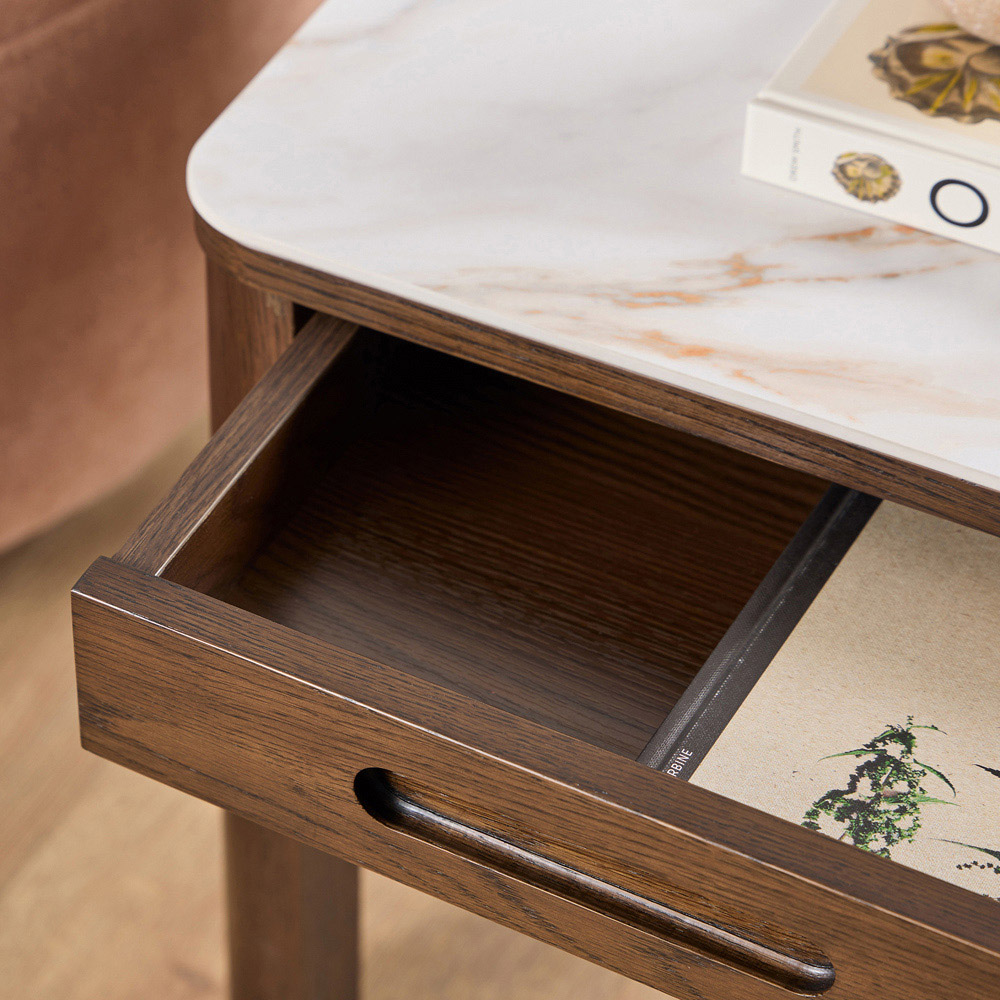 Florence Southampton Single Drawer Cream Ceramic Square Side Table Image 7