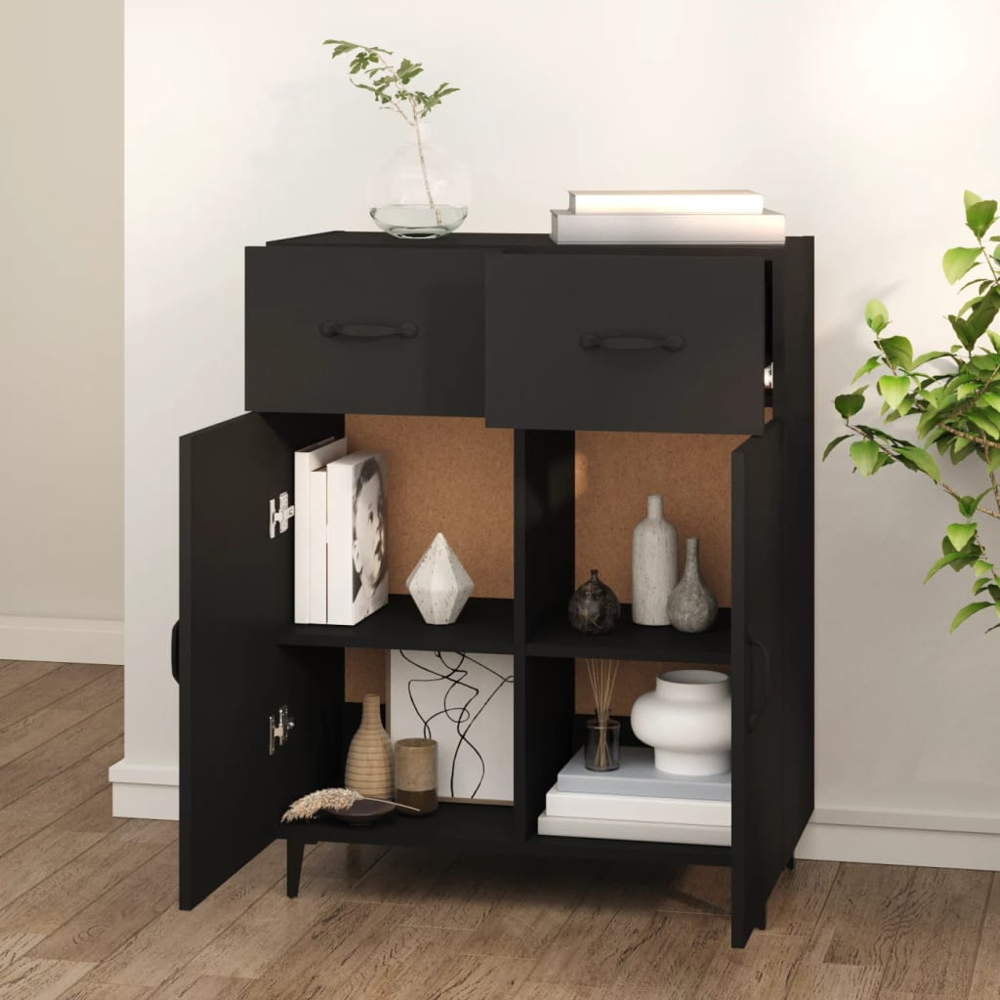 vidaXL 2 Door 2 Drawer Black Sideboard Image 7