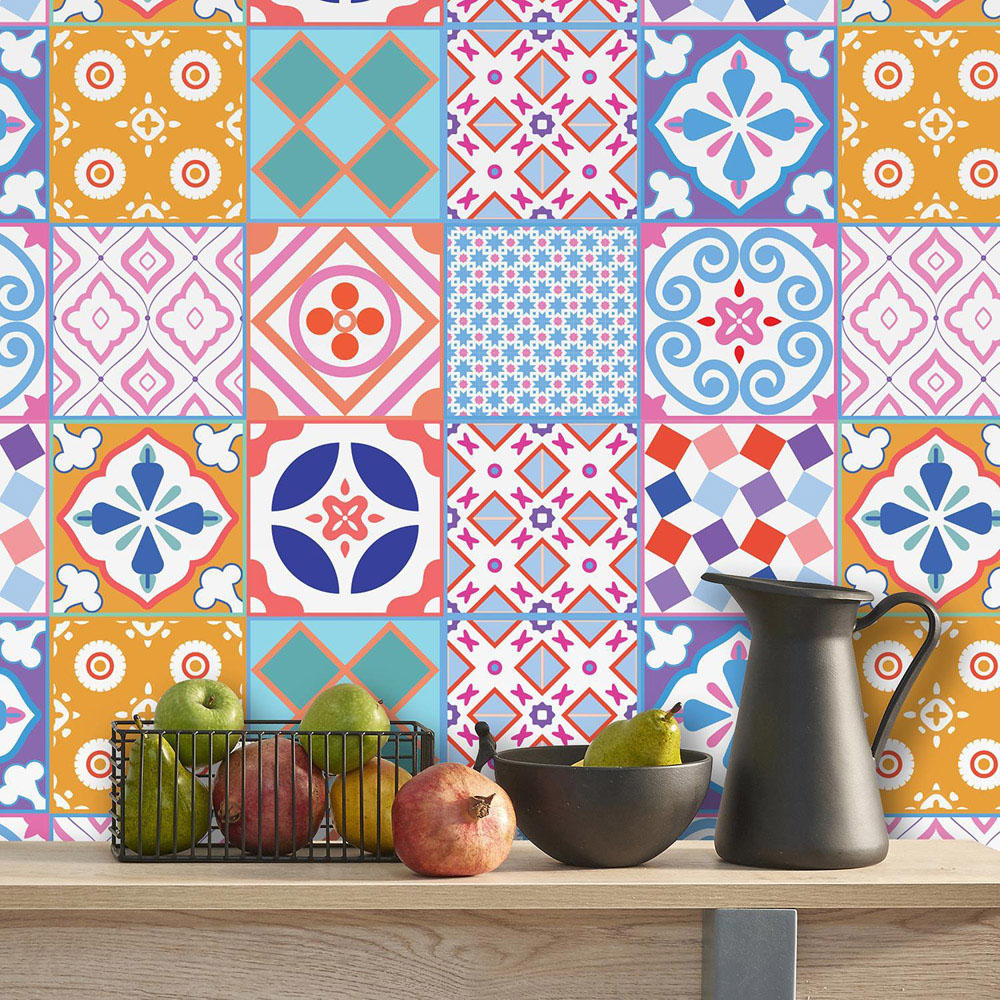 Walplus Classic Moroccan Colourful Mixed 2 Tile Sticker 24 Pack Image 4