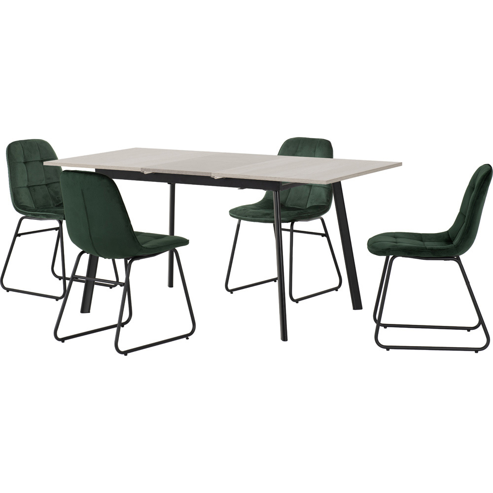 Seconique Avery Lukas 4 Seater Extending Dining Set Concrete and Emerald Green Image 2