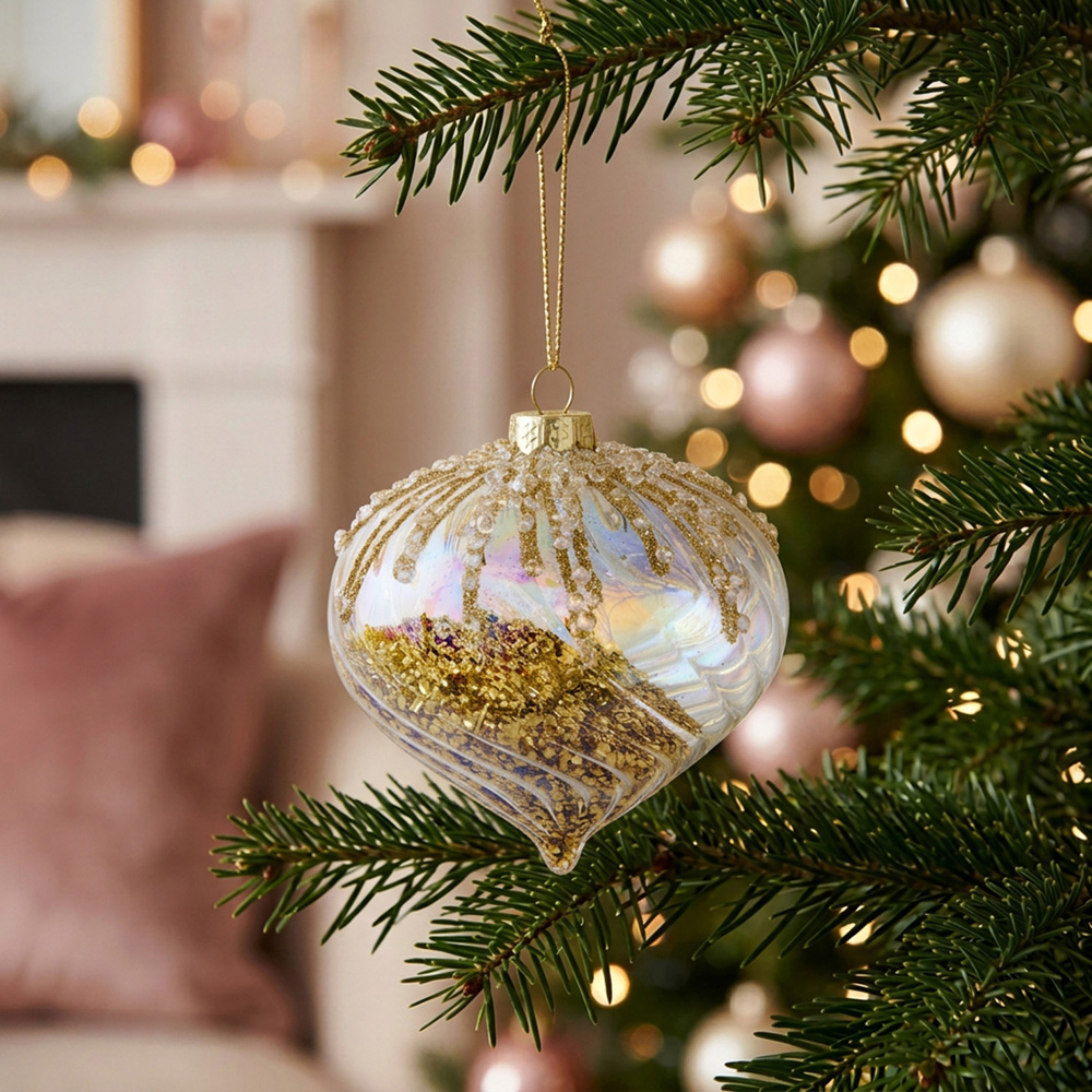 Grace and Glory Iridescent Gold Christmas Bauble Image 5