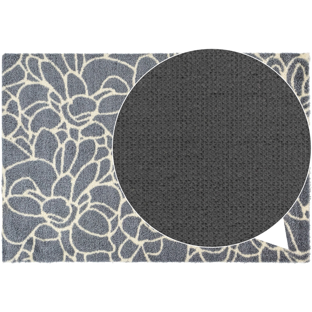 JVL Mega Grey Floral Latex Backed Door Mat and Runner Set Image 6