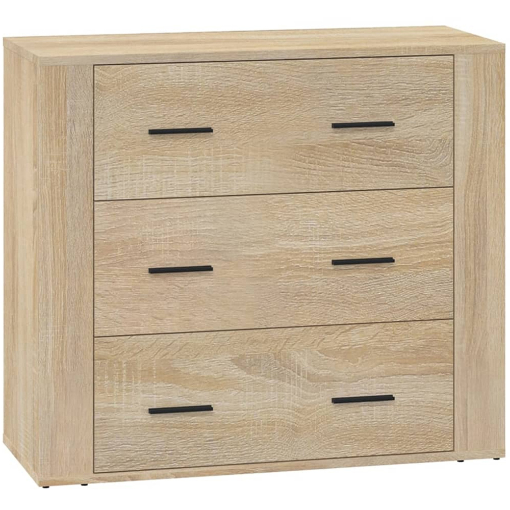 vidaXL 3 Drawer Sonoma Oak Wooden Sideboard Image 2