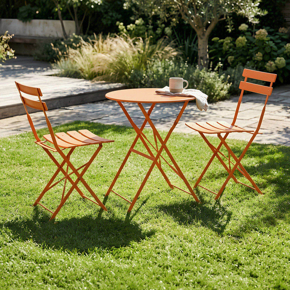 Harbour Housewares Sussex 2 Seater Orange Round Bistro Set Image 5