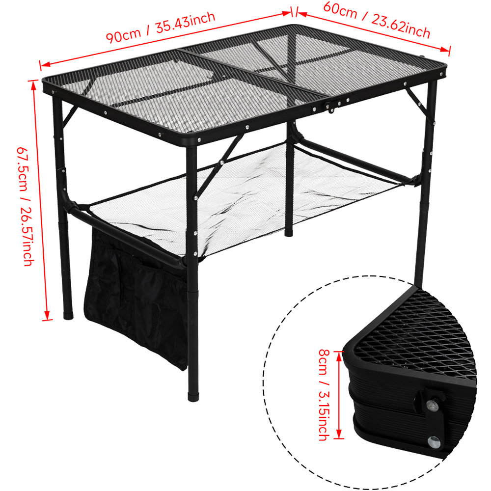 Living and Home Black Outdoor Multi Functional Folding Camping Table 90 X 60cm Image 9