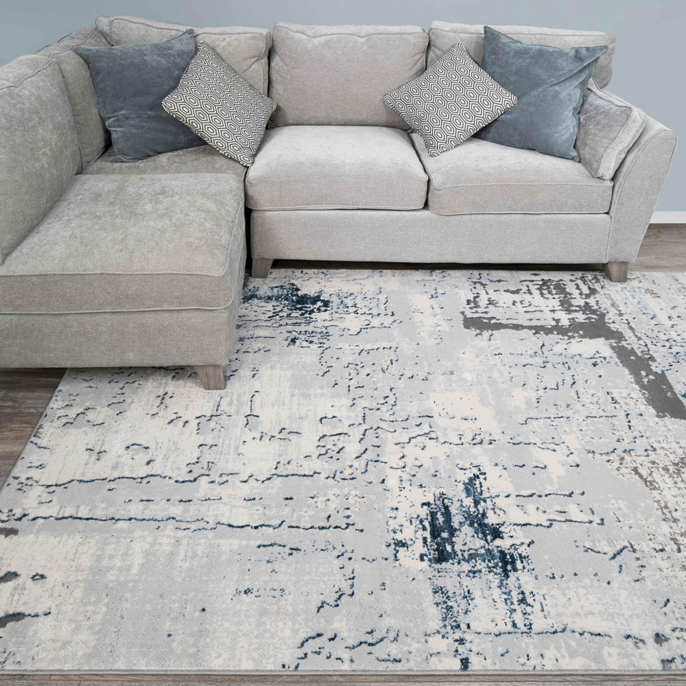 Kukoon Hatton Grace Blue Distressed Rug 80 x 150cm Image 1