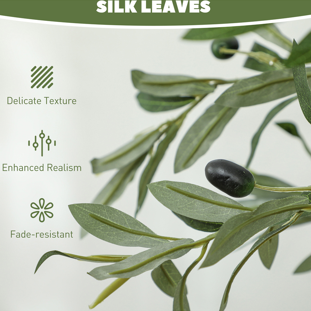 HOMCOM Silk Olive Tree Artificial Plant Pot 120cm 2 Pack Image 5