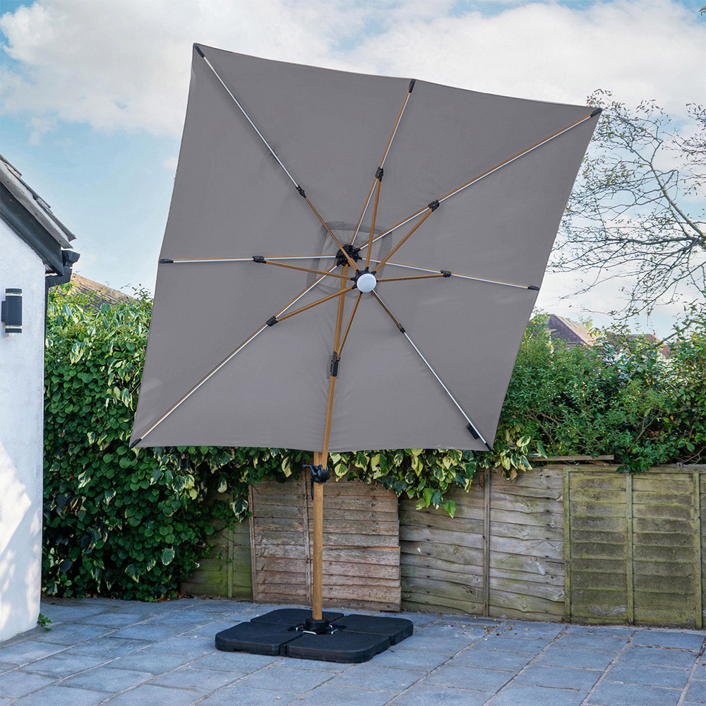 Grey LED Light Roma Umbrella Parasol 2.5m Image 8