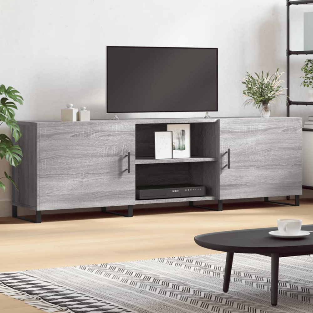 vidaXL 2 Door 2 Shelf Grey Sonoma TV Cabinet Image 1