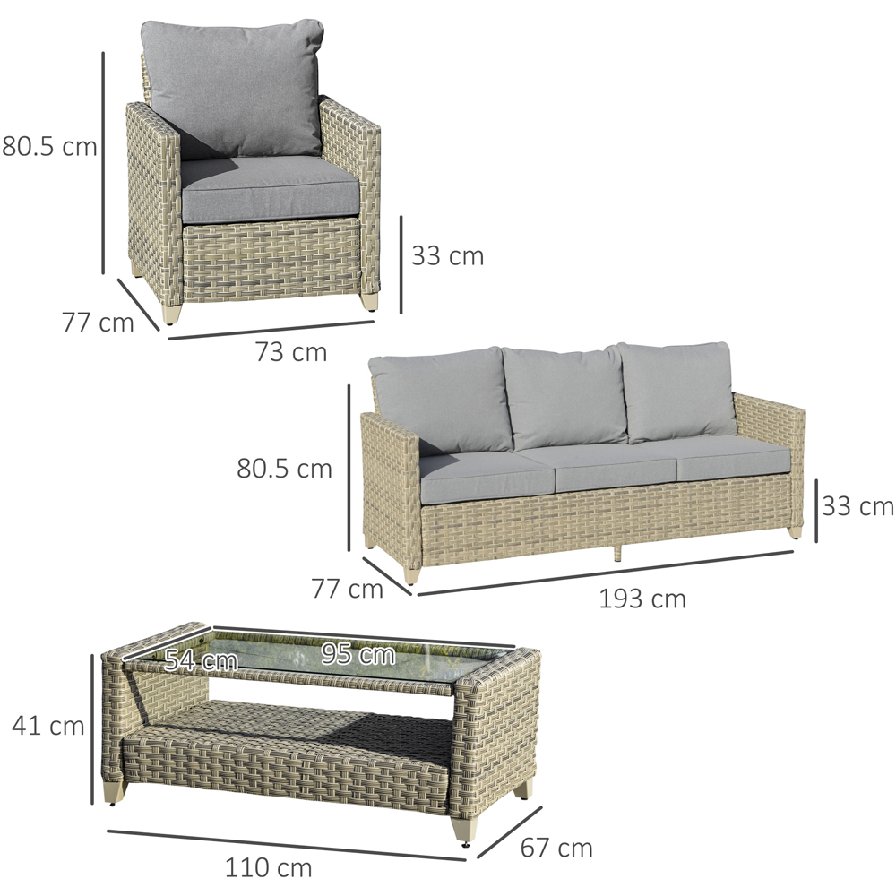 Outsunny 5 Seater Brown PE Rattan Sofa Lounge Set Image 7