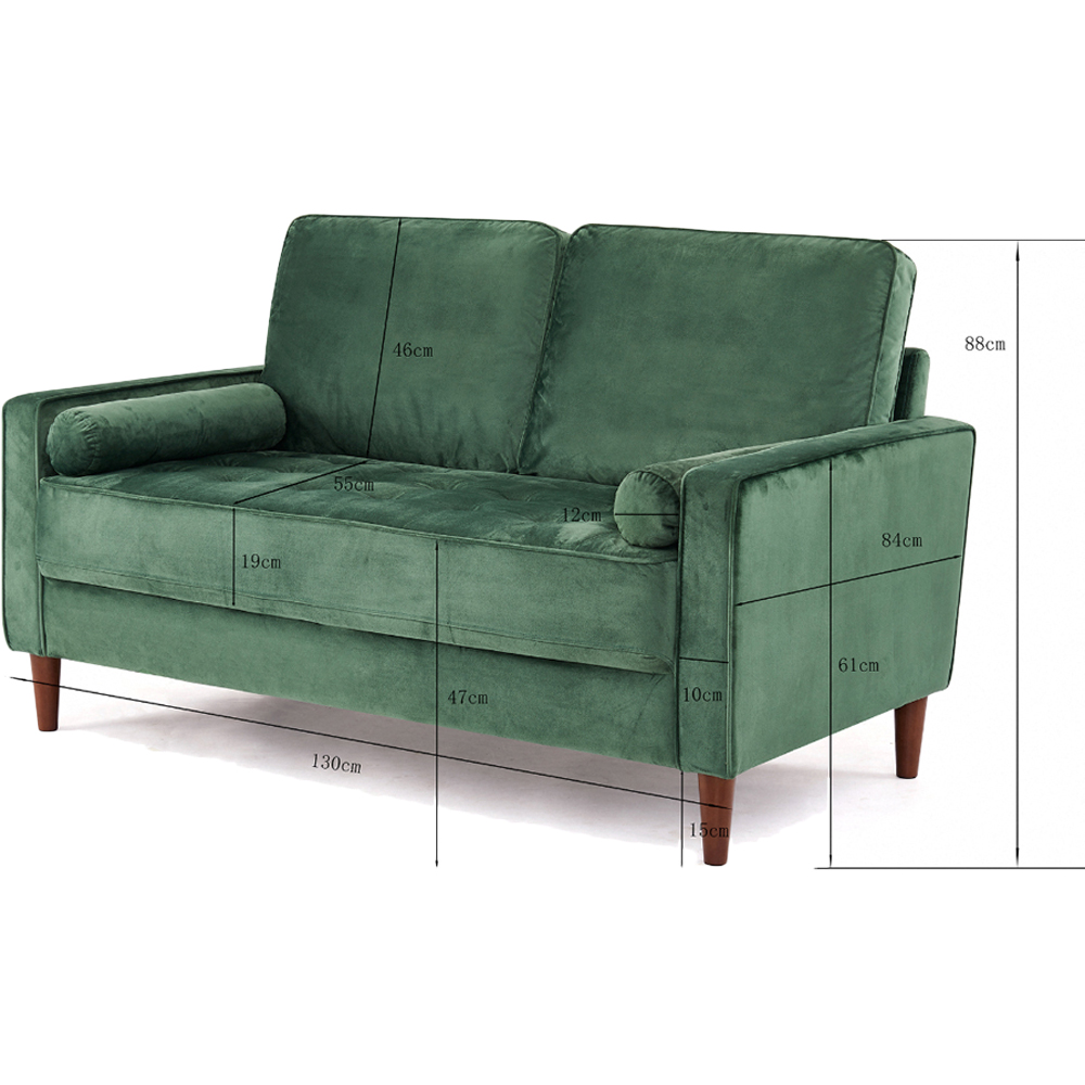 Home Detail Edward 2 Seater Green Velvet Sofa Image 9