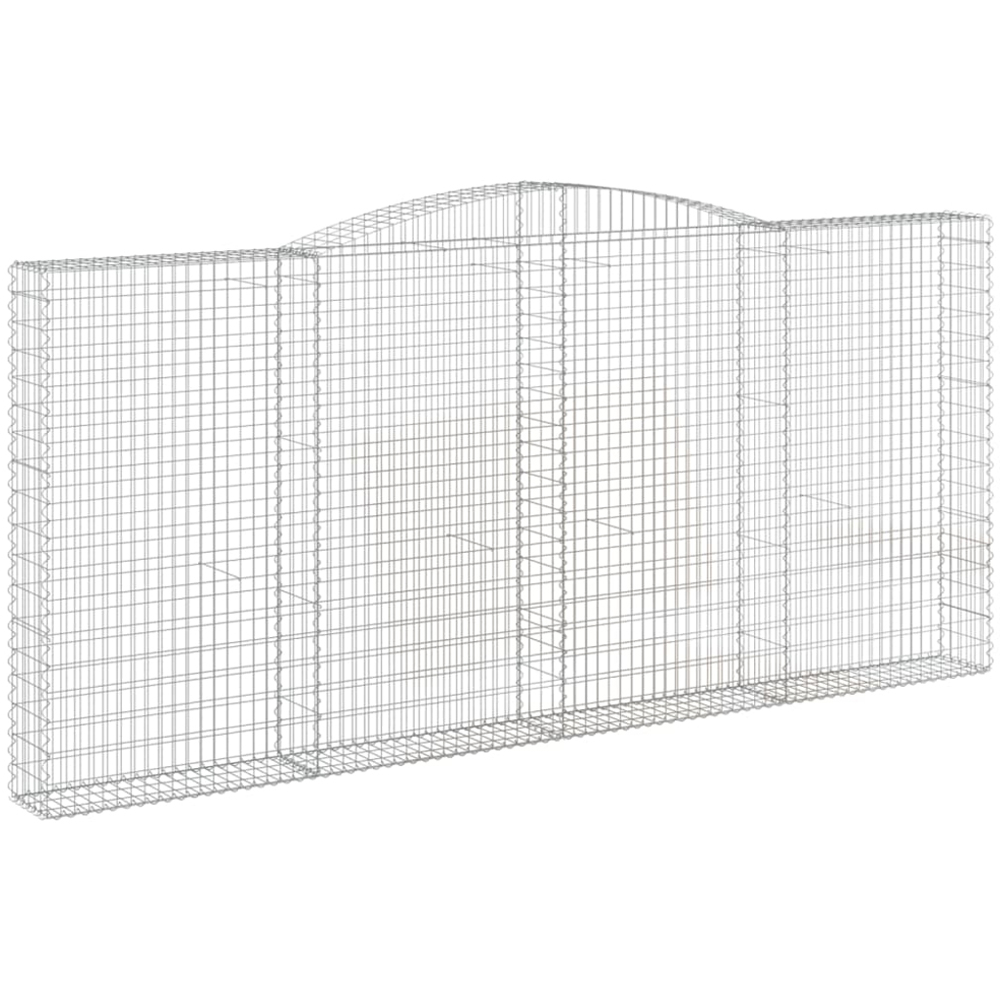vidaXL Silver Galvanised Iron Arched Gabion Basket 400 x 30 x 180/200cm 2 Pack Image 1