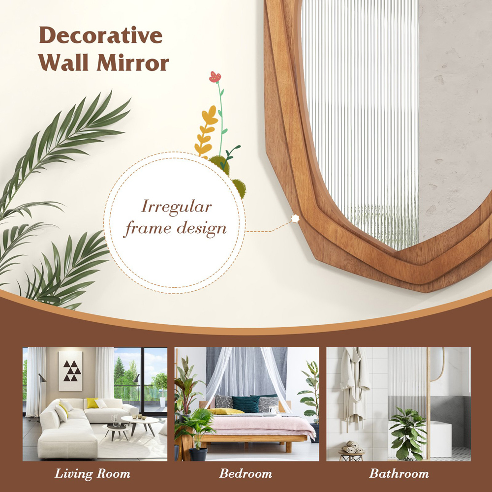 Costway Natural Irregular Wall Mirror 89 x 66cm Image 7