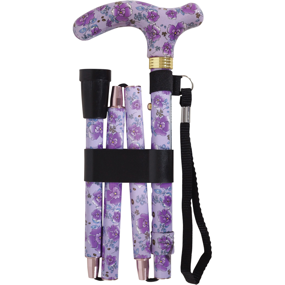 Aidapt Purple Blossom Folding Walking Stick Image 2