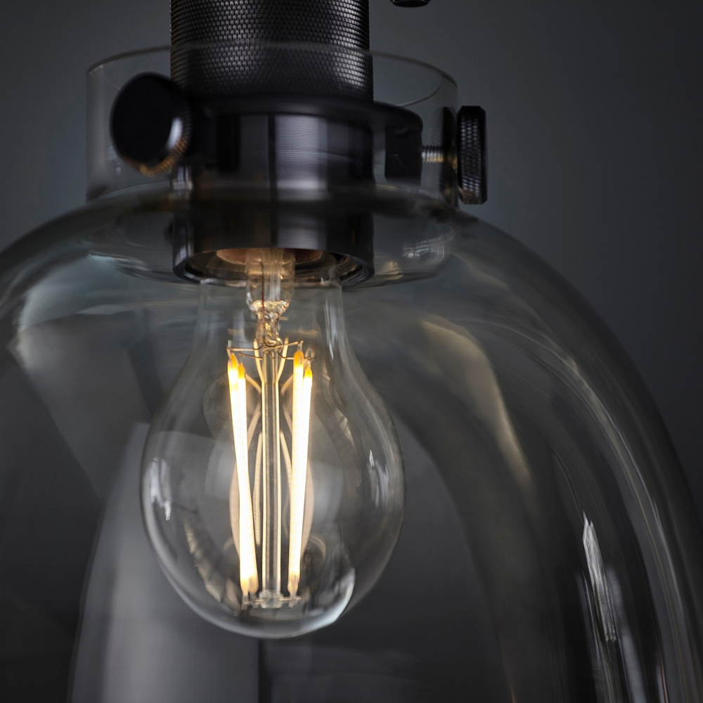 Merano Alessandria Bowl Smokey Grey and Black Semi Flush Ceiling Light Image 5