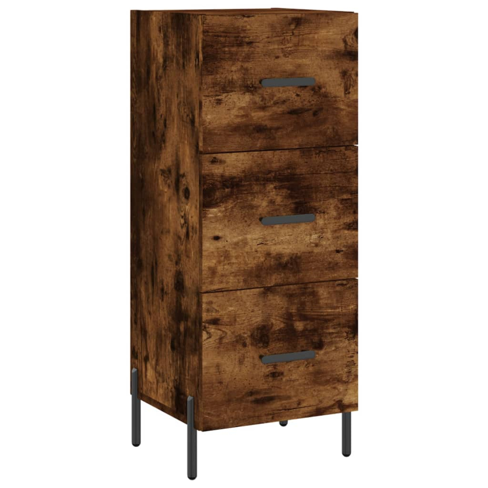 vidaXL Single Door 3 Drawer Smoked Oak Highboard Image 5
